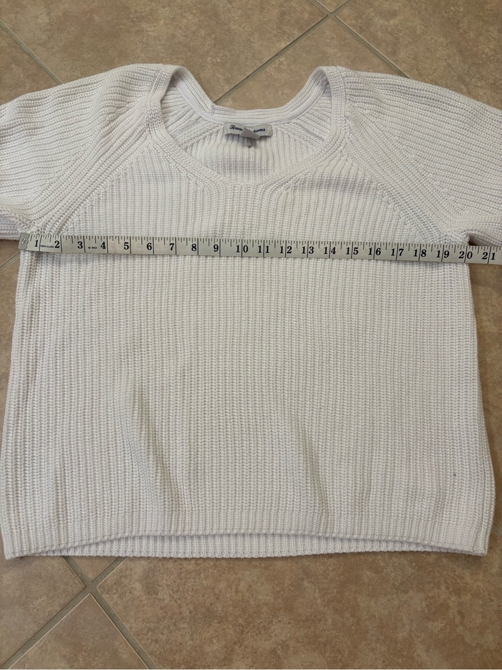 Tommy Bahama White Cotton Knit Crewneck Sweater - Medium Women